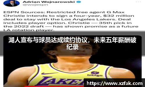 湖人宣布与球员达成续约协议，未来五年薪酬破纪录